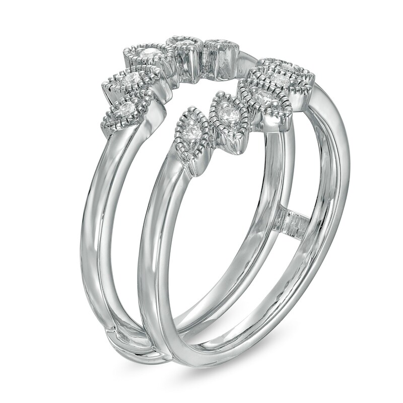 Main Image 2 of 0.065 CT. T.W. Diamond Floral Solitaire Enhancer in Sterling Silver