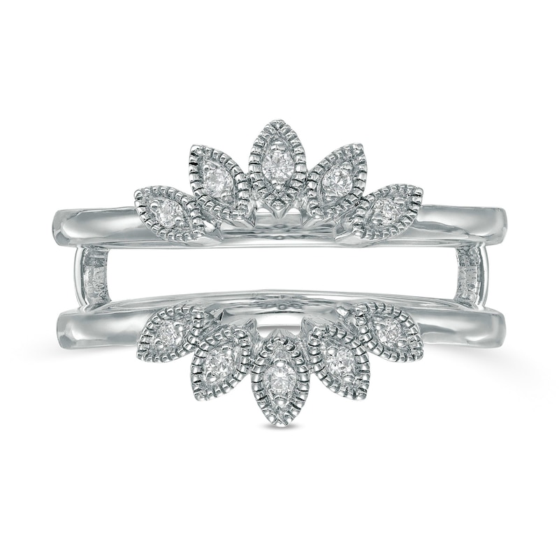 Main Image 3 of 0.065 CT. T.W. Diamond Floral Solitaire Enhancer in Sterling Silver