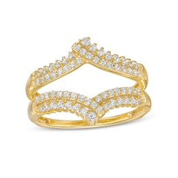 0.45 CT. T.W. Diamond Double Row Crossover Crown Contour Solitaire Enhancer in 10K Gold