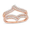Thumbnail Image 0 of 0.45 CT. T.W. Diamond Double Row Crossover Crown Contour Solitaire Enhancer in 10K Rose Gold