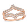 Thumbnail Image 0 of 0.45 CT. T.W. Diamond Double Row Crossover Crown Contour Solitaire Enhancer in 10K Rose Gold