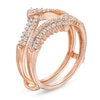 Thumbnail Image 1 of 0.45 CT. T.W. Diamond Double Row Crossover Crown Contour Solitaire Enhancer in 10K Rose Gold