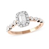 Thumbnail Image 1 of 1.00 CT. T.W. Emerald-Cut Diamond Frame Multi-Shape Alternating Shank Engagement Ring in 10K Rose Gold