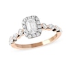 Thumbnail Image 0 of 1.00 CT. T.W. Emerald-Cut Diamond Frame Multi-Shape Alternating Shank Engagement Ring in 10K Rose Gold