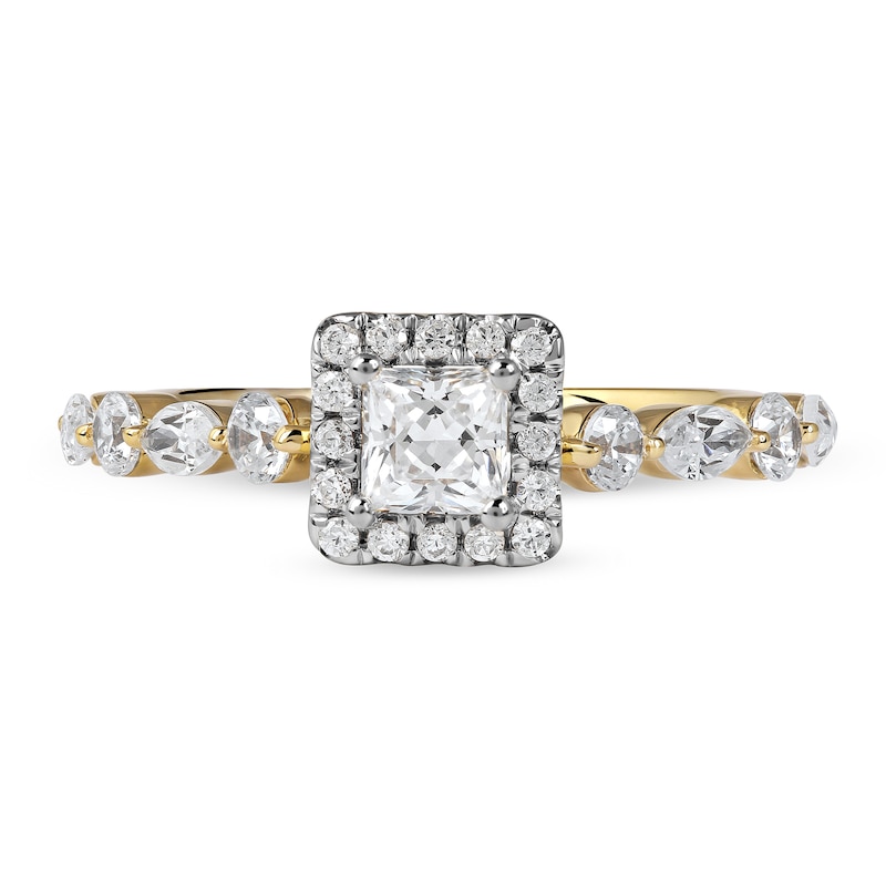 1.00 CT. T.W. Princess-Cut Diamond Frame Multi-Shape Alternating Shank Engagement Ring in 10K Gold