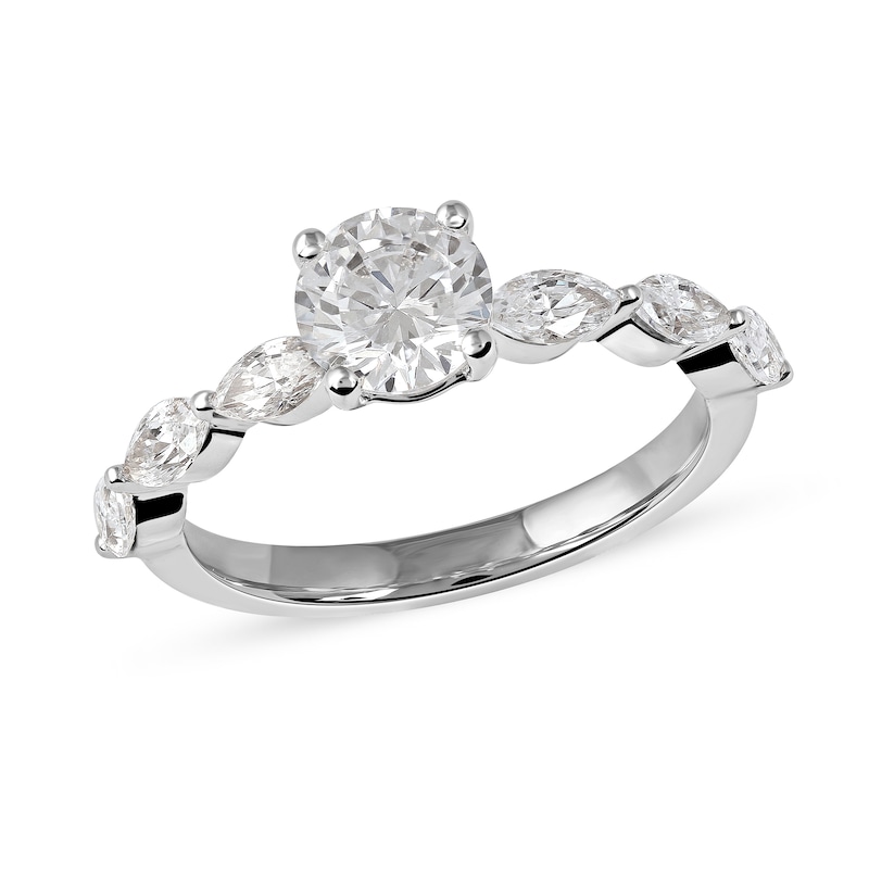 Main Image 1 of 1.60 CT. T.W.  Round and Marquise Diamond Engagement Ring in 14K White Gold