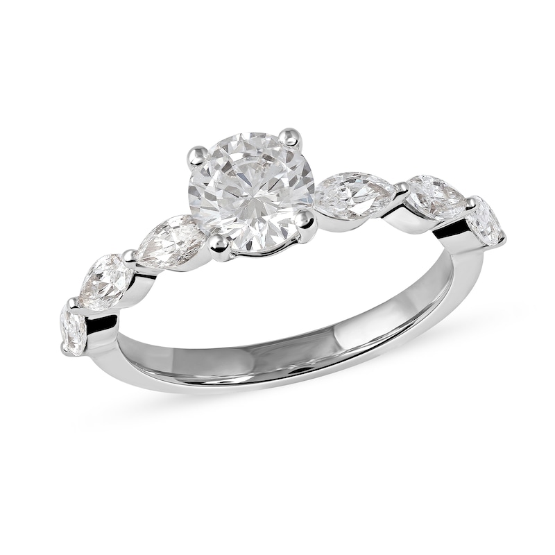 1.60 CT. T.W.  Round and Marquise Diamond Engagement Ring in 14K White Gold|Peoples Jewellers