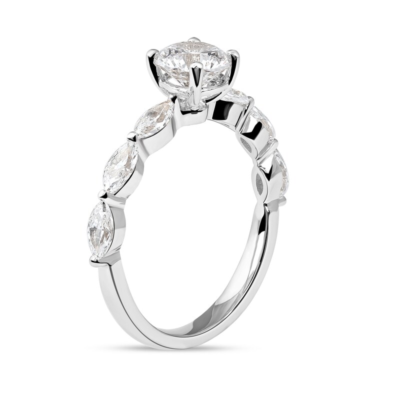 Main Image 2 of 1.60 CT. T.W.  Round and Marquise Diamond Engagement Ring in 14K White Gold