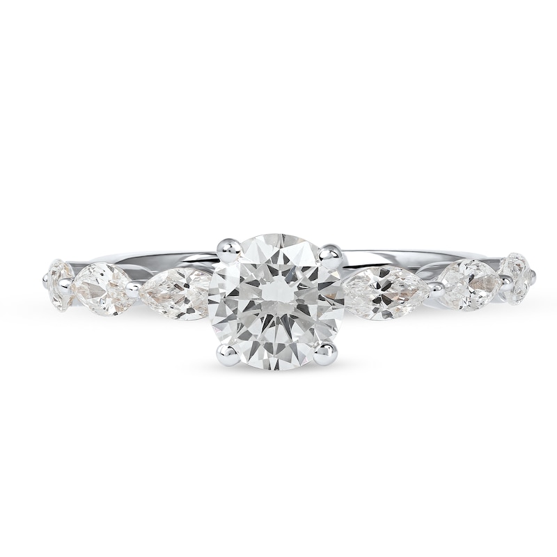 Main Image 3 of 1.60 CT. T.W.  Round and Marquise Diamond Engagement Ring in 14K White Gold