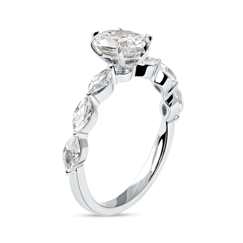 Main Image 2 of 1.60 CT. T.W. Oval and Marquise Diamond Engagement Ring in 14K White Gold