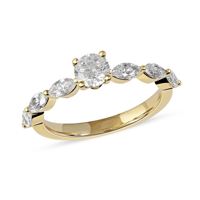 1.10 CT. T.W. Round and Marquise Diamond Engagement Ring in 14K Gold