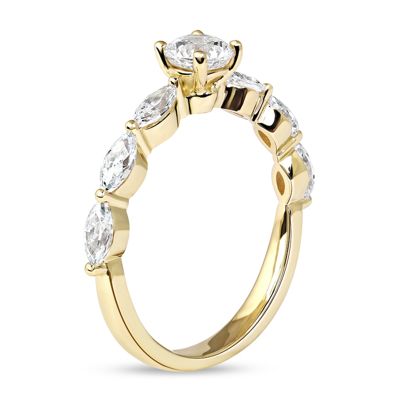 1.10 CT. T.W. Round and Marquise Diamond Engagement Ring in 14K Gold