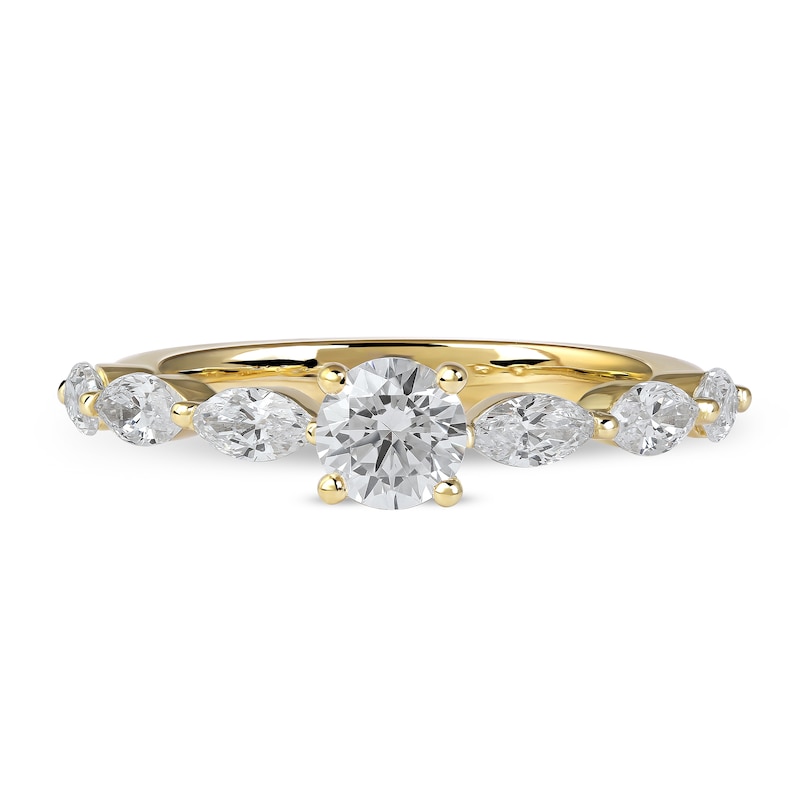 1.10 CT. T.W. Round and Marquise Diamond Engagement Ring in 14K Gold