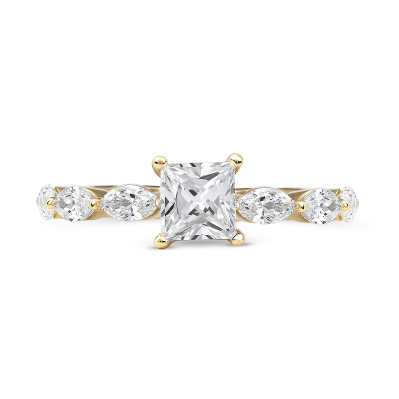 1.10 CT. T.W. Princess-Cut and Marquise Diamond Engagement Ring in 14K Gold