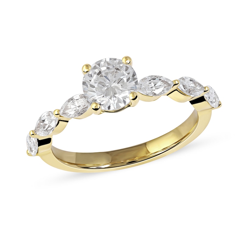 1.60 CT. T.W. Round and Marquise Diamond Engagement Ring in 14K Gold