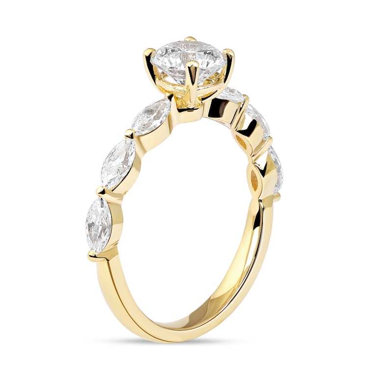 Main Image 2 of 1.60 CT. T.W. Round and Marquise Diamond Engagement Ring in 14K Gold