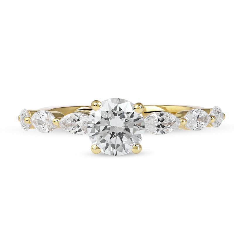 Main Image 3 of 1.60 CT. T.W. Round and Marquise Diamond Engagement Ring in 14K Gold