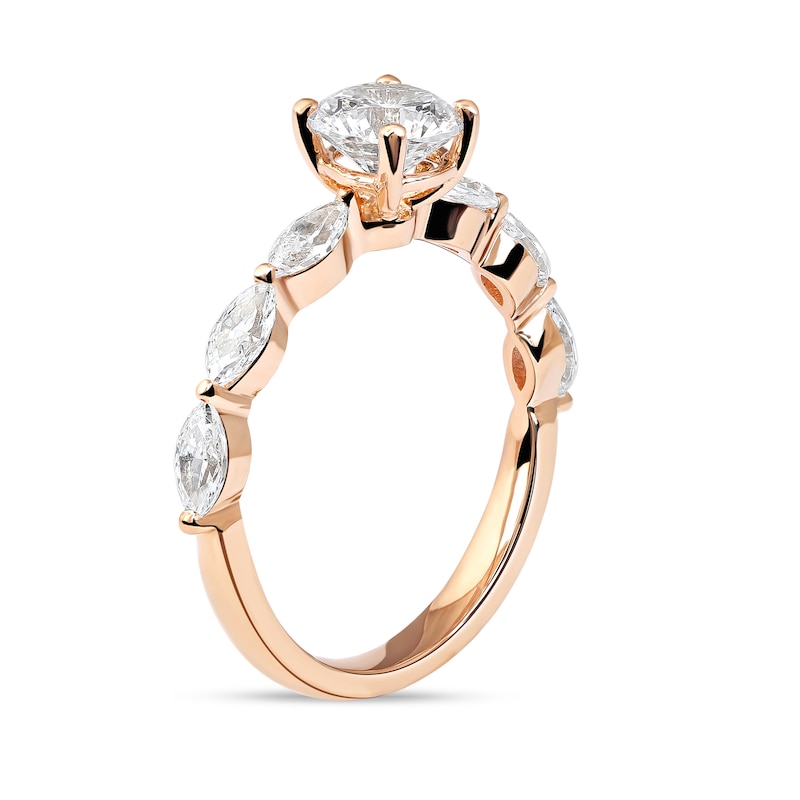 Main Image 2 of 1.60 CT. T.W. Round and Marquise Diamond Engagement Ring in 14K Rose Gold