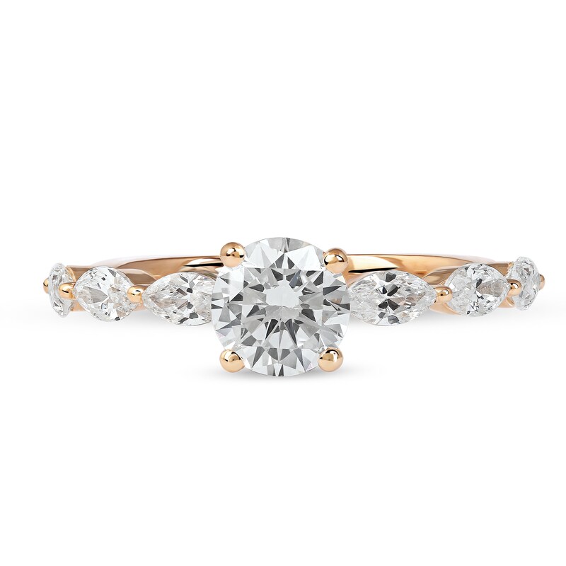 Main Image 3 of 1.60 CT. T.W. Round and Marquise Diamond Engagement Ring in 14K Rose Gold