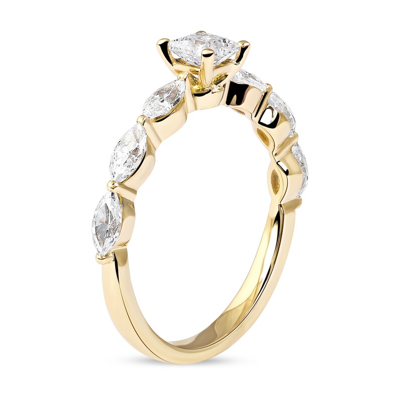 1.60 CT. T.W. Princess-Cut and Marquise Diamond Engagement Ring in 14K Gold