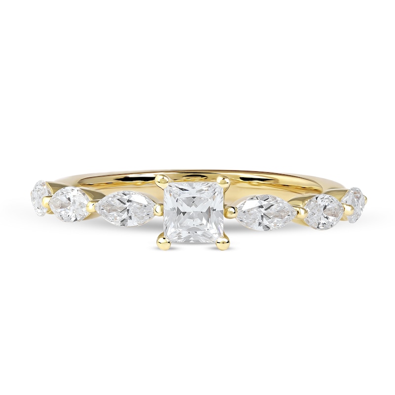 1.60 CT. T.W. Princess-Cut and Marquise Diamond Engagement Ring in 14K Gold