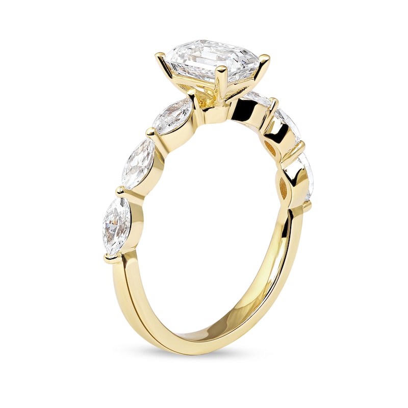 Main Image 2 of 1.60 CT. T.W. Emerald-Cut and Marquise Diamond Engagement Ring in 14K Gold