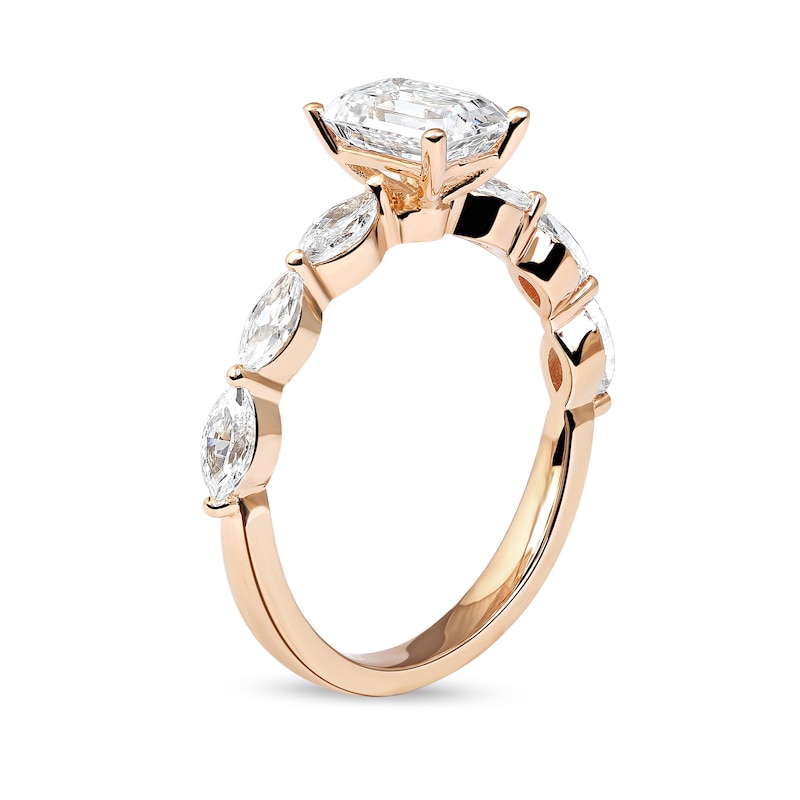 1.60 CT. T.W. Emerald-Cut and Marquise Diamond Engagement Ring in 14K Rose Gold