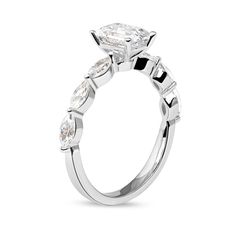 1.60 CT. T.W. Emerald-Cut and Marquise Diamond Engagement Ring in 14K White Gold