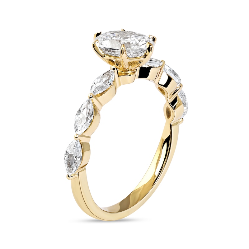 1.60 CT. T.W. Oval and Marquise Diamond Engagement Ring in 14K Gold