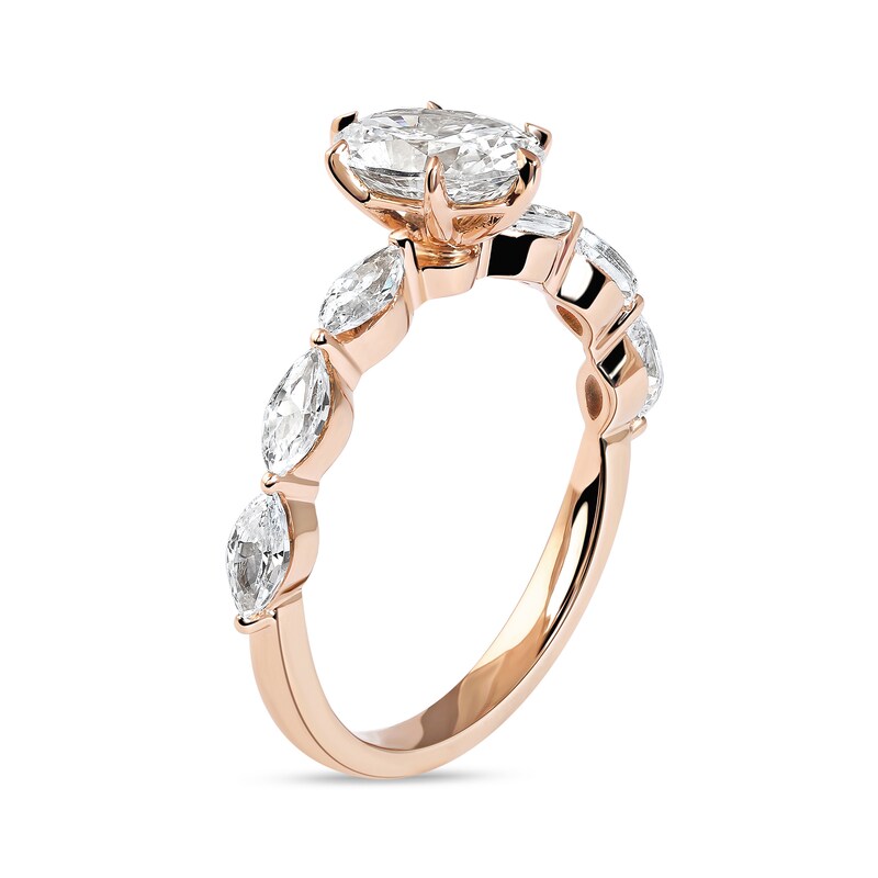 Main Image 2 of 1.60 CT. T.W. Oval and Marquise Diamond Engagement Ring in 14K Rose Gold