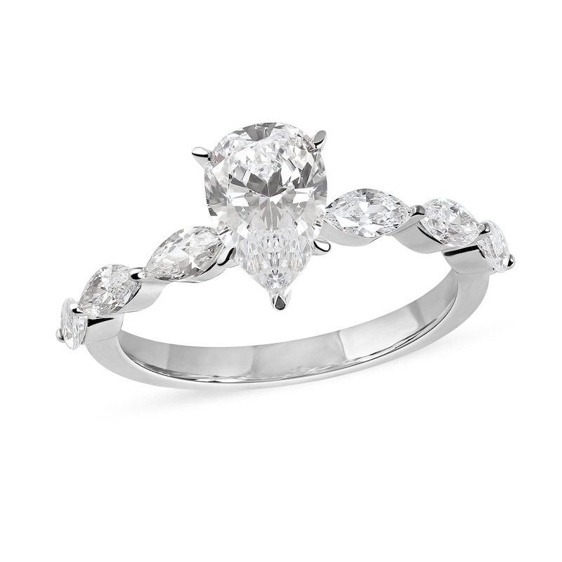 1.60 CT. T.W. Pear-Shaped and Marquise Diamond Engagement Ring in 14K White Gold