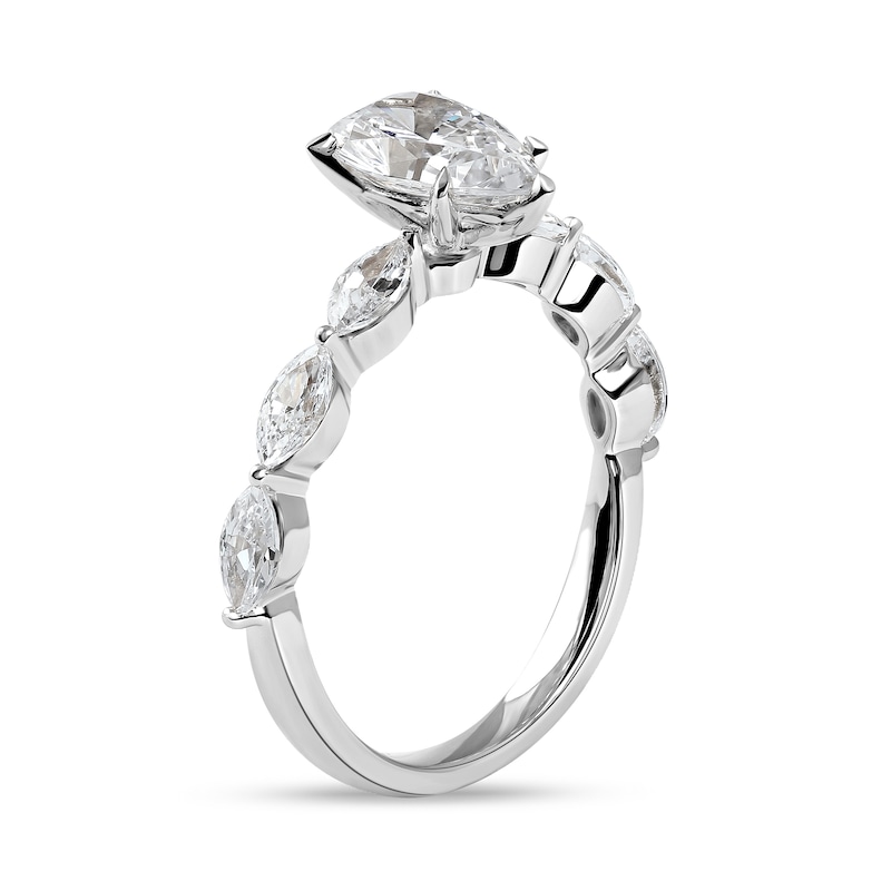 1.60 CT. T.W. Pear-Shaped and Marquise Diamond Engagement Ring in 14K White Gold