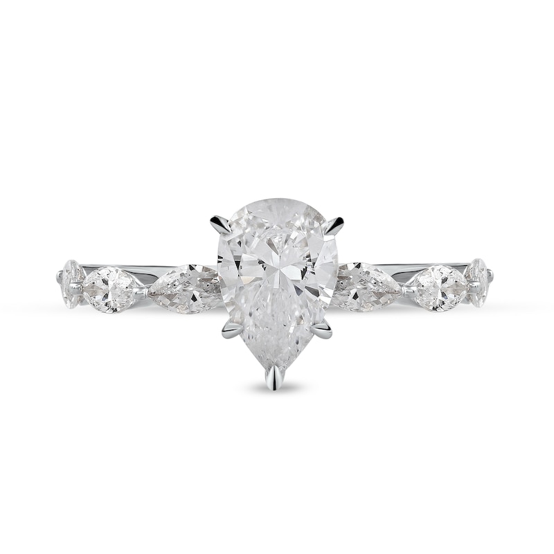 1.60 CT. T.W. Pear-Shaped and Marquise Diamond Engagement Ring in 14K White Gold