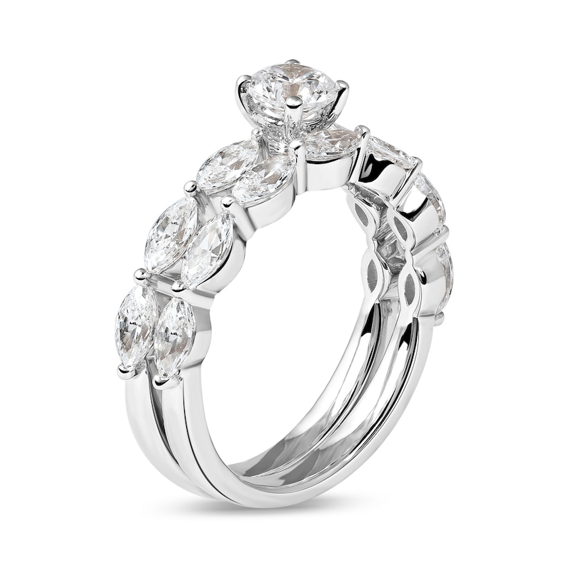 1.89 CT. T.W. Round and Marquise Diamond Bridal Set in 14K White Gold