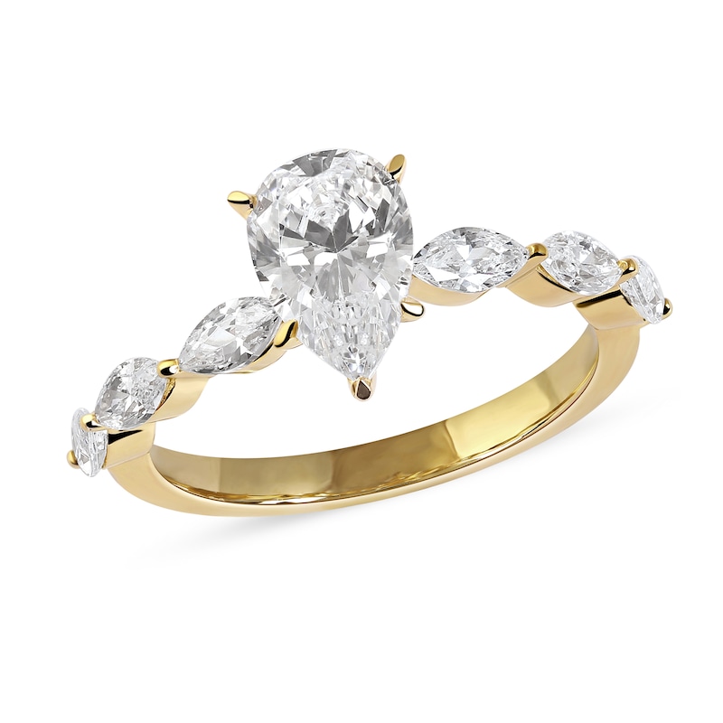 1.60 CT. T.W. Pear-Shaped and Marquise Diamond Engagement Ring in 14K Gold