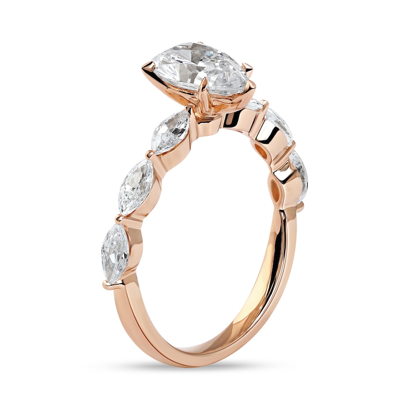 Main Image 2 of 1.60 CT. T.W. Pear-Shaped and Marquise Diamond Engagement Ring in 14K Rose Gold