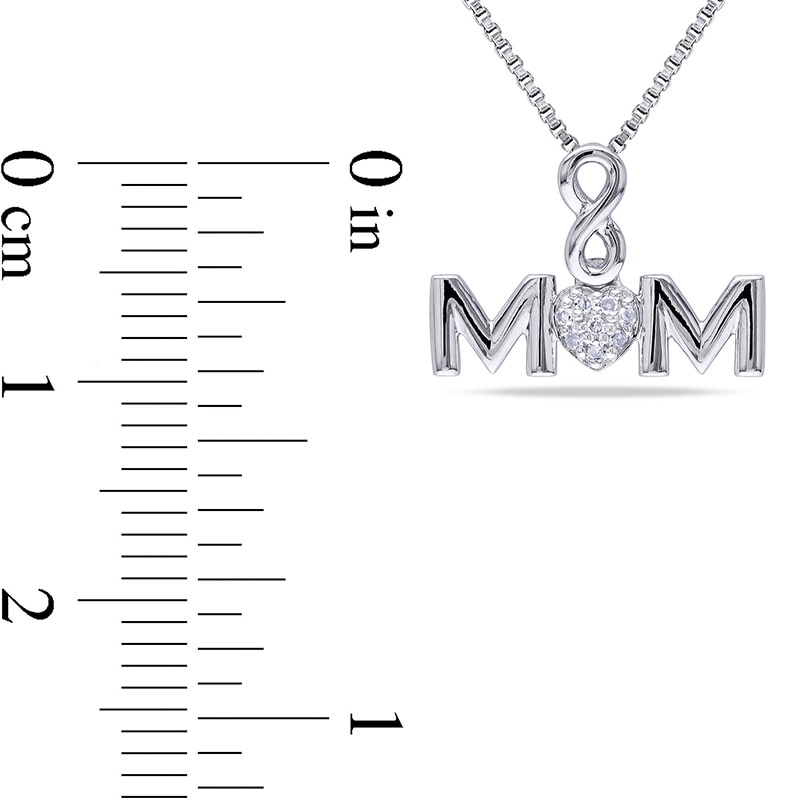 Composite Diamond Accent Infinity Heart "MOM" Pendant in Sterling Silver