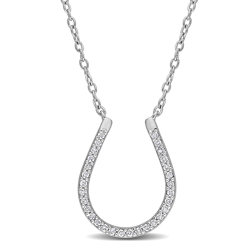 0.15 CT. T.W. Diamond Horseshoe Necklace in Sterling Silver