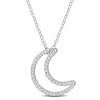 Thumbnail Image 1 of 0.20 CT. T.W. Diamond Crescent Moon Outline Pendant in Sterling Silver