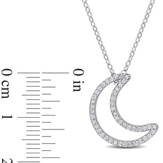 0.20 CT. T.W. Diamond Crescent Moon Outline Pendant in Sterling Silver