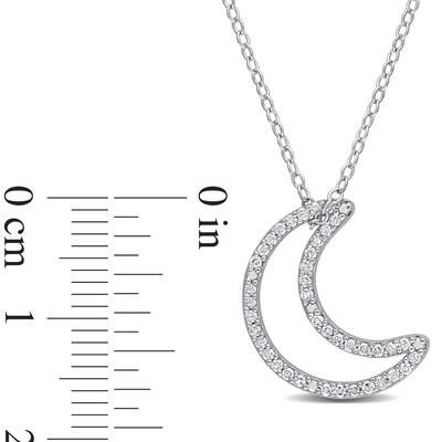 0.20 CT. T.W. Diamond Crescent Moon Outline Pendant in Sterling Silver