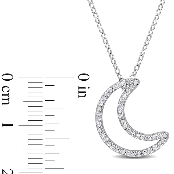 0.20 CT. T.W. Diamond Crescent Moon Outline Pendant in Sterling Silver