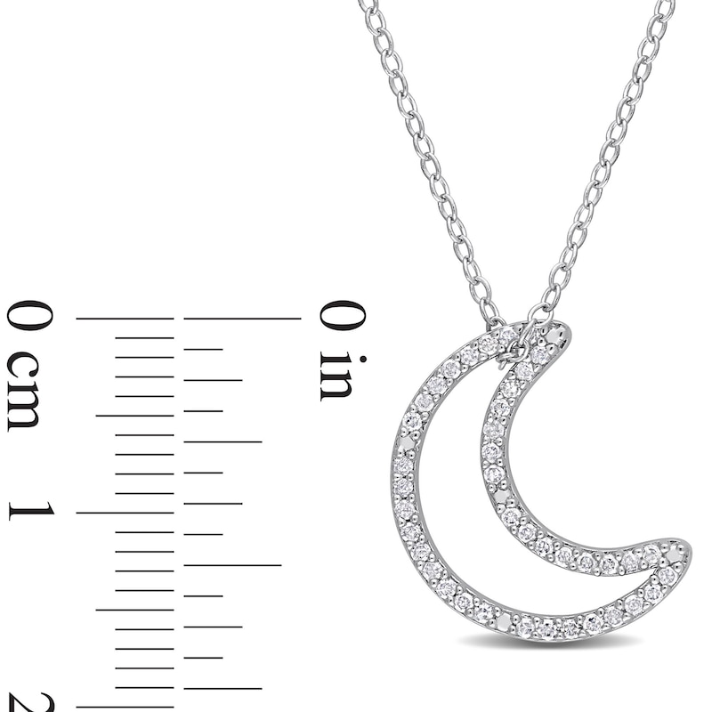 Main Image 3 of 0.20 CT. T.W. Diamond Crescent Moon Outline Pendant in Sterling Silver