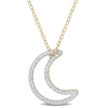 Thumbnail Image 1 of 0.20 CT. T.W. Diamond Crescent Moon Outline Pendant in Sterling Silver with Yellow Rhodium Plate
