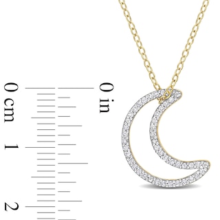 0.20 CT. T.W. Diamond Crescent Moon Outline Pendant in Sterling Silver with Yellow Rhodium Plate