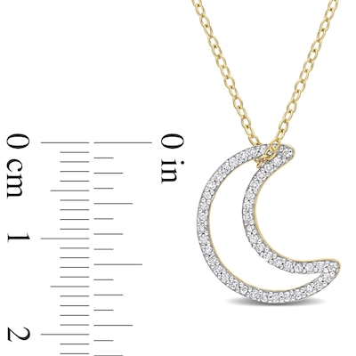 0.20 CT. T.W. Diamond Crescent Moon Outline Pendant in Sterling Silver with Yellow Rhodium Plate
