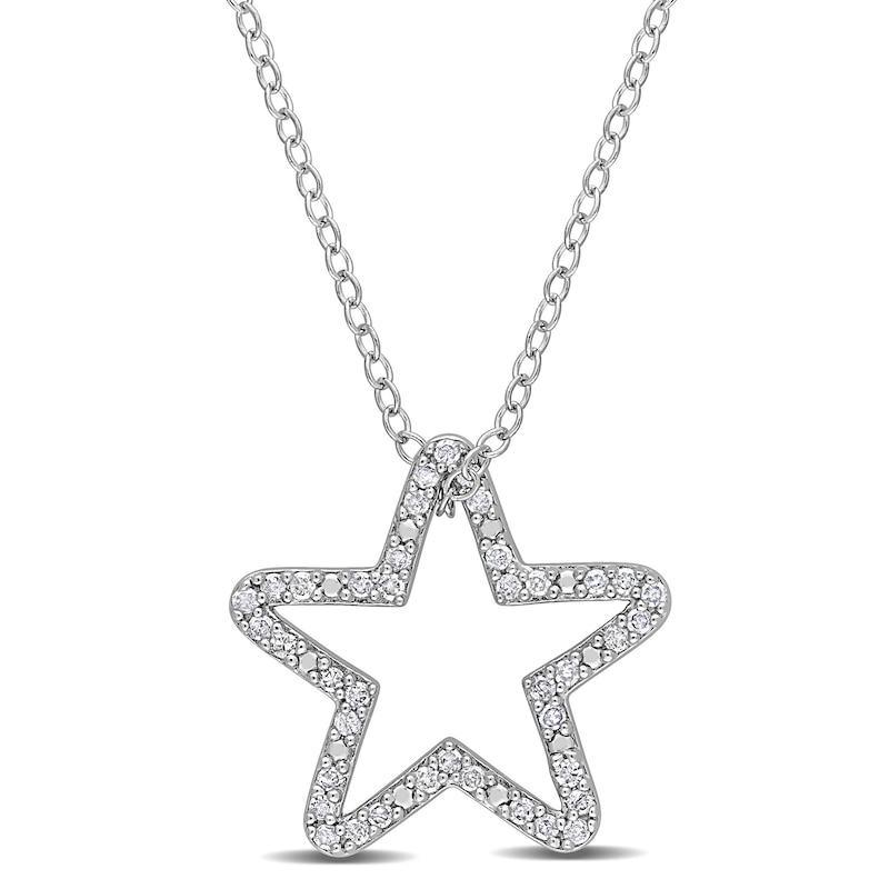 Main Image 1 of 0.20 CT. T.W. Diamond Star Outline Pendant in Sterling Silver