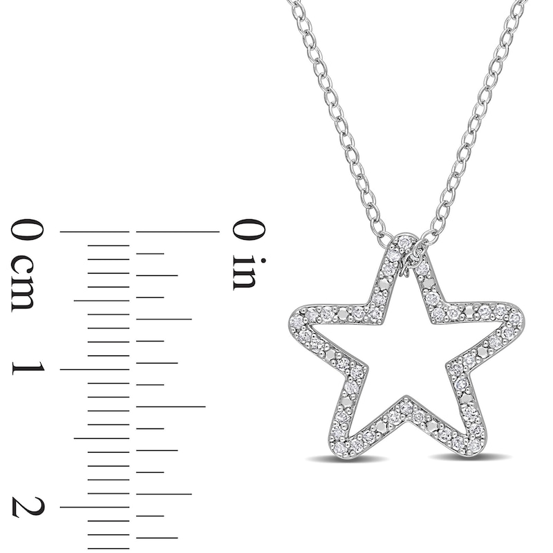 Main Image 3 of 0.20 CT. T.W. Diamond Star Outline Pendant in Sterling Silver