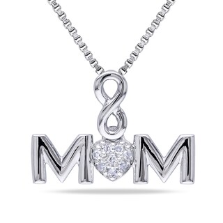Composite Diamond Accent Infinity Heart "MOM" Pendant in Sterling Silver
