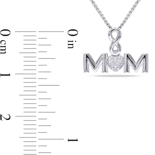 Composite Diamond Accent Infinity Heart "MOM" Pendant in Sterling Silver